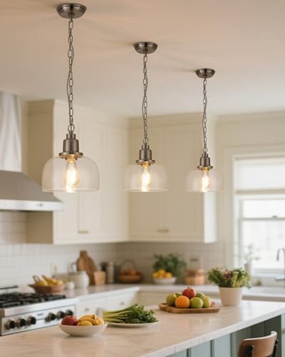EAPUDUN Modern Farmhouse Pendant Light, 1-Light Industrial Hanging Light Fixt...