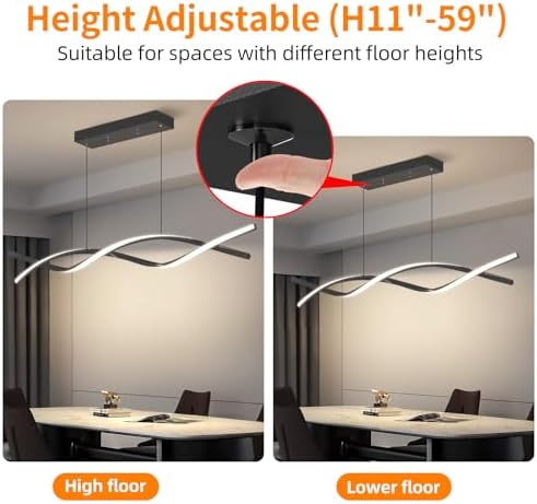 Modern LED Ceiling Pendant Light, 39IN Modern Chandelier with Remote Control ...