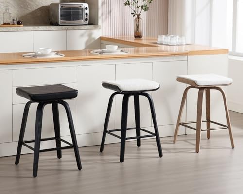 HNY 26" Swivel Bar Stools Set of 2, Backless Counter Height Bar Stools w...