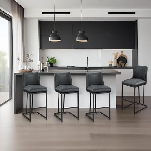 Yaheetech 24'' Bar Stools Set of 4, Counter Height Bar Stools, Dark Gray