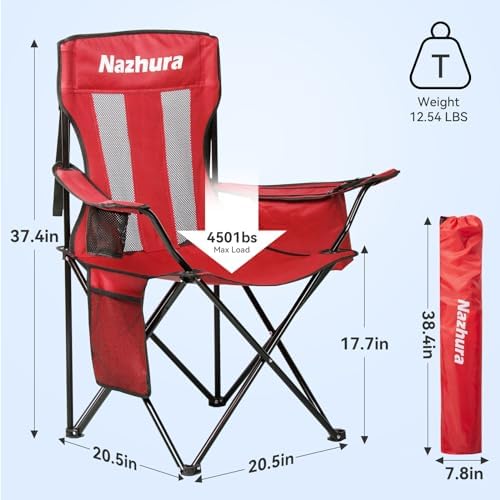 Nazhura 2 Pack Outdoor Camping Chairs Folding/Foldable/Portable with Cooler P...