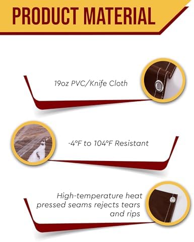FoundGo 10'H x 10'W Vinyl Curtains for Patio 19oz, Outdoor Clear Viny...