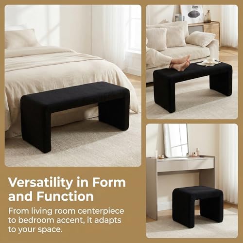 LukeAlon 3-Piece Nesting Ottoman Bench Set, 40.5" Wide Upholstered End o...