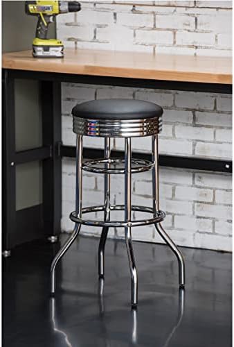 TRINITY Heavy Duty 30 Inch Backless Swivel Bar Stool, Black, Set of 2