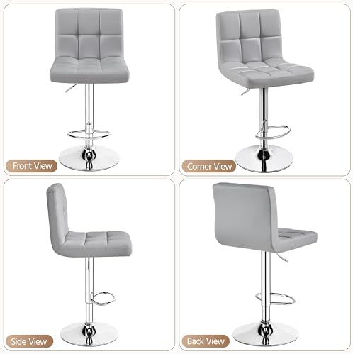 Yaheetech Bar Stools Set of 4 Adjustable Counter Height Barstool Light Gray