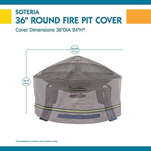 DUCKCOVERS Soteria Waterproof 36 Inch Round Fire Pit Cover, Outdoor Firepit C...