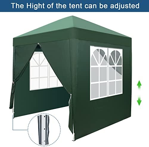 Outvita 6.5x6.5ft Pop Up Canopy Tent with 4 Side Walls and Carry Bag Green