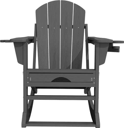 KINGYES Adirondack Rocking Chair with Ottoman and Cup Holders