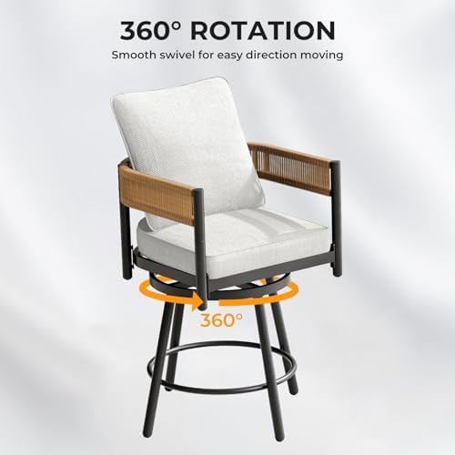 Grand patio Outdoor Swivel Bar Stools Set of 6, 26" Counter Height Swive...