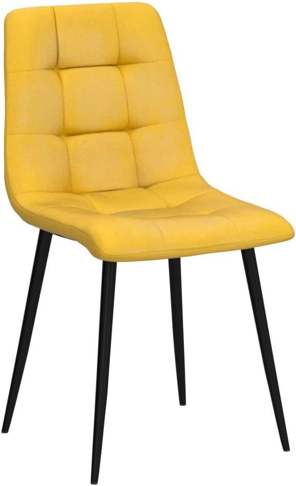 NORDICANA Yellow Velvet Dining Chairs Set of 4, Upholstered Tufted Kitchen Ch...