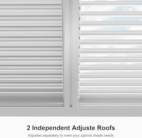 PURPLE LEAF Louvered Pergola 12' x 16' with LED Adjustable Aluminum O...
