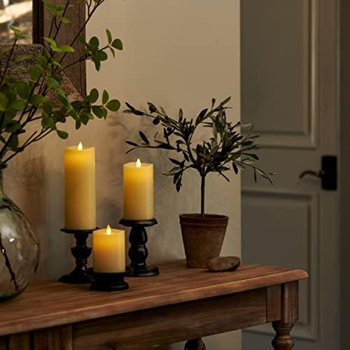 Luminara Realistic Flameless LED Set of 3 Ivory Pillar Candles, Home Safe Mov...