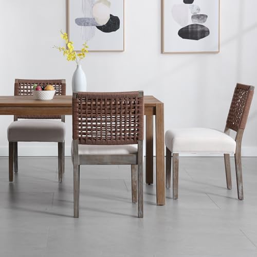 chairus upholstered Dining Chairs Set of 4, Boho Coastal Dining Room Chairs w...
