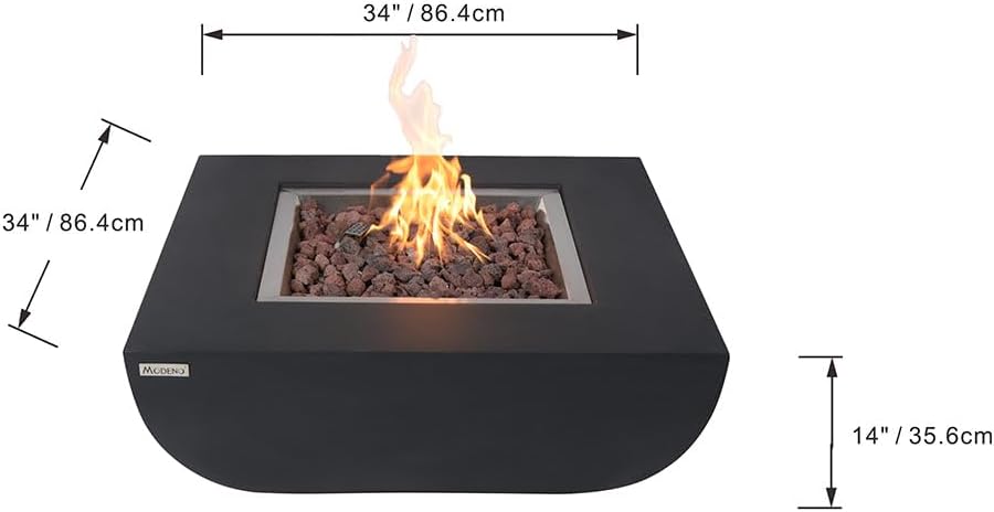 Aurora Fire Table Outdoor Fire Pit 34" x 34" Cast Concrete Firepit ...