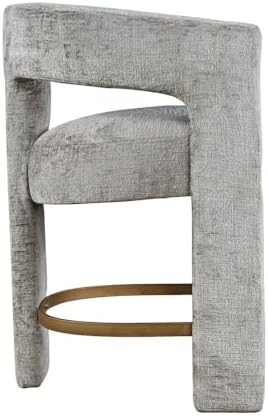 Jofran Gwen Gray Upholstered Counter Stool with Arms – Versatile Barstools – ...