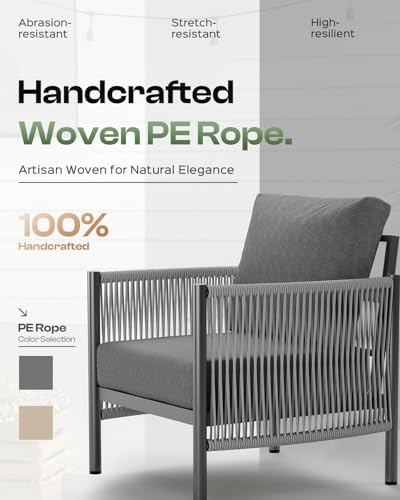 Aluminum Outdoor Patio Furniture Set with Dual-Layer Coffee Table, 4 Piece Mo...