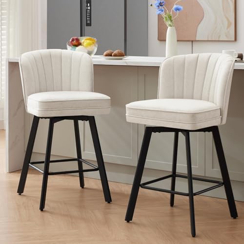 SAECKBERG Swivel Counter Height Bar Stools Set of 2, 26'' Modern Bars...