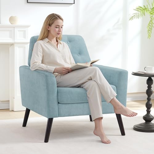 Accent Chair for Living Room, Mid Century Modern Reading Chair, Upholstered A...