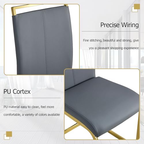 Modern Dining Table Set for 6, 55'' Dining Room Table Set with 6 Faux...