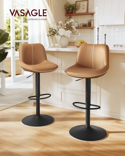 VASAGLE Bar Stools Set of 2, Swivel, Adjustable Height, Spliced Design