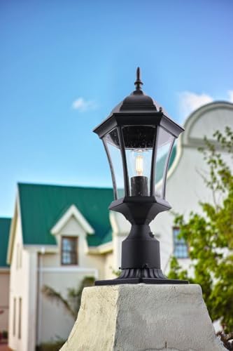 24 Inch Large Dusk to Dawn Outdoor Post Lights Aluminum Black Exterior Post P...