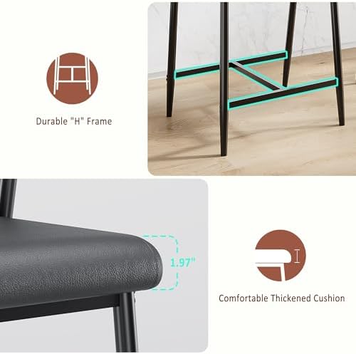 IDEALHOUSE Bar Stools Set of 4 with Armrests, Counter Height Bar Stools Set w...