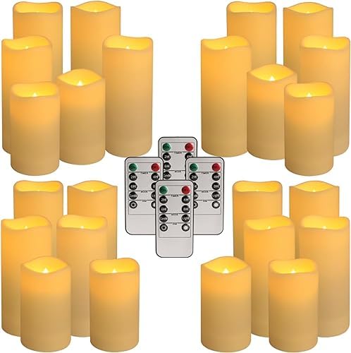 YOROXRG Set of 24 Waterproof Outdoor Flameless Candles, LED Candles with 4 Re...