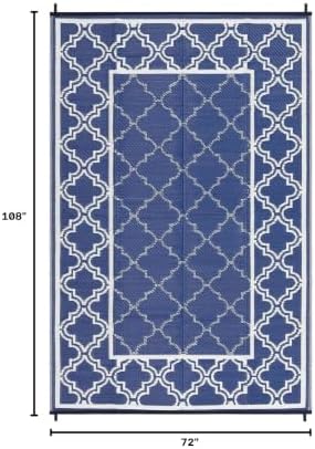 Garvee Reversible Outdoor Rug 6x9, Waterproof Outdoor Plastic Rug, Blue