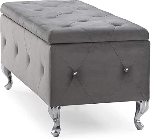 AC Pacific Glam 38 Inches Storage Ottoman Bench for Entryway, Hallway, Living...