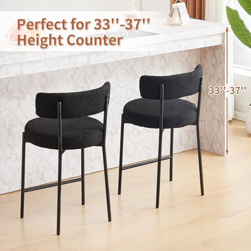 Furnilivng 24'' Bar Stools Set of 3, Modern Boucle Counter Height Bar...