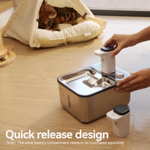 Stainless Steel Cat Water Fountain Wireless for Cats Indoor, 3.6L/123oz Autom...