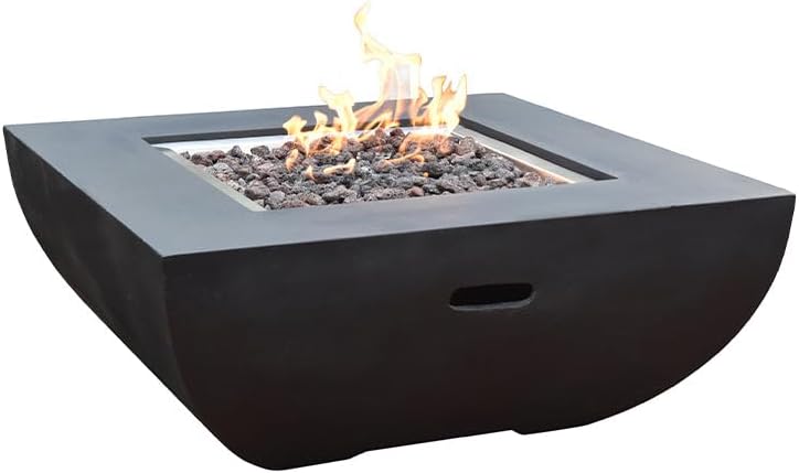 Aurora Fire Table Outdoor Fire Pit 34" x 34" Cast Concrete Firepit ...