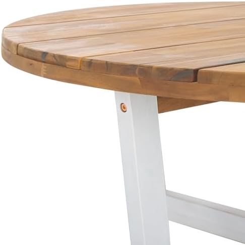 SAFAVIEH Outdoor Leo Wood Coffee Table, 39.4" Natural/White PAT7320A