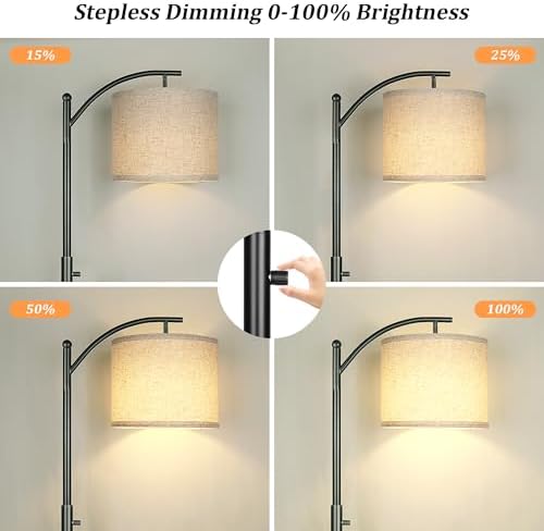 ROTTOGOON Dimmable Floor Lamp, Arc Floor Lamps for Living Room, Stepless Dimm...