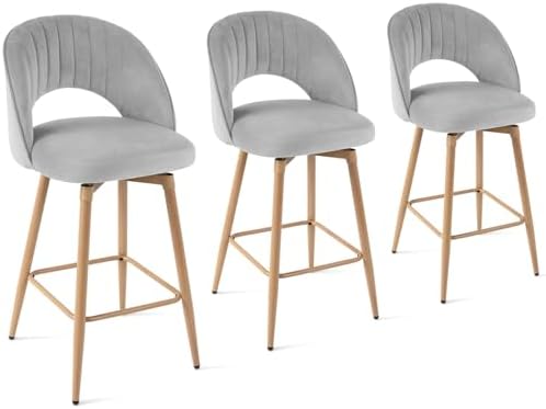 Swivel Bar Stools Set of 3, Counter Height Barstools for Kitchen Island, 26&q...