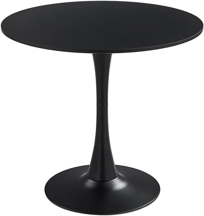 27.3" Tulip Dining Table, Black, Perfect for 2-4 People, Mid-Century Mod...