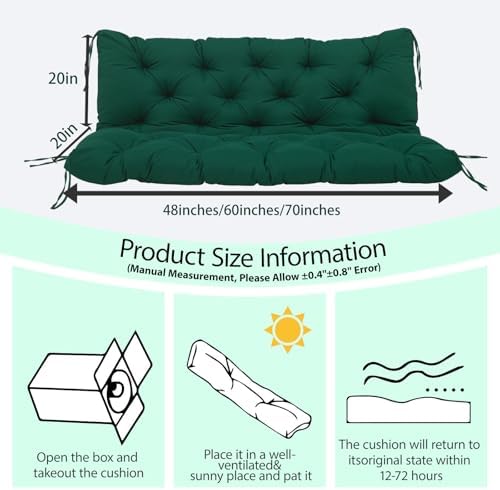 5" Thick Outdoor Porch Swing Cushions 60" Waterproof 3 Seater
