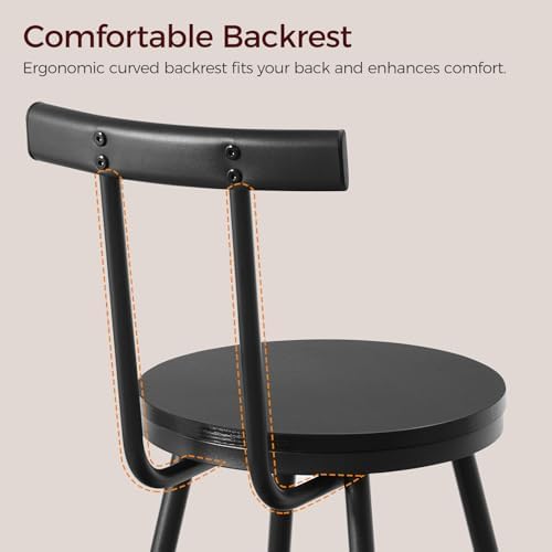 MAHANCRIS Bar Stools, Set of 2 Bar Chairs with Backrest and Footrest, 26&quot...