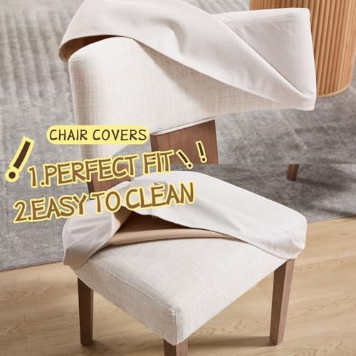 HNY Mid Century Modern Dining Chairs Set of 6 with Seat Covers, Farmhouse Lin...