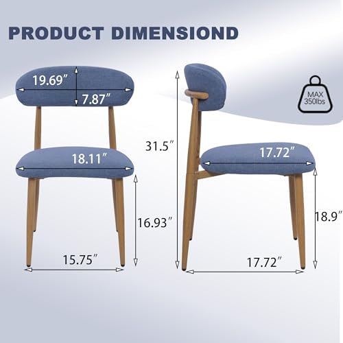 FREKEN Modern Upholstered Dining Chairs Set of 4, Mid-Century Metal Frame wit...