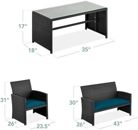 Best Choice Products 4-Piece Outdoor Wicker Patio Conversation Furniture Set ...