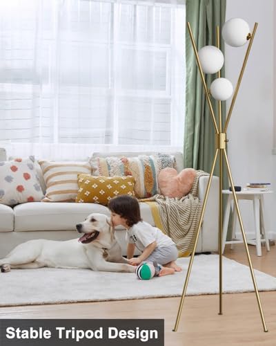 Lightdot Tripod Floor Lamp Stepless Dimmable Globe Modern Floor Lamp Gold Sta...