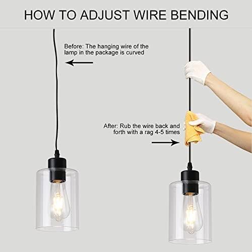 Modern Black Farmhouse Clear Glass Cylinder Pendant Light Fixture,Island Ligh...