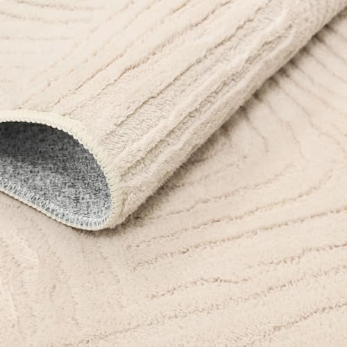 GENIMO Beige Rug 5x7 Washable Area Rugs for Living Room, Soft High Low Pile