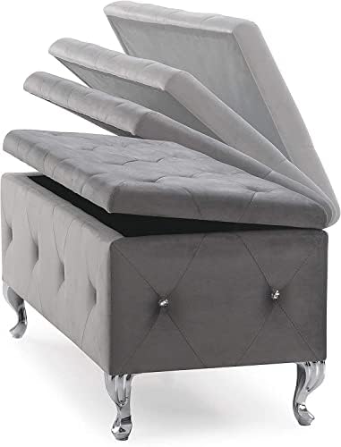 AC Pacific Glam 38 Inches Storage Ottoman Bench for Entryway, Hallway, Living...
