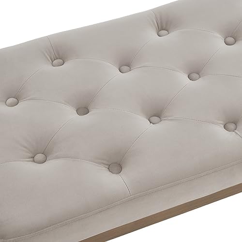24KF Velvet Upholstered Buttons Tufted Entryway Bench with Solid Wood Leg,Bed...