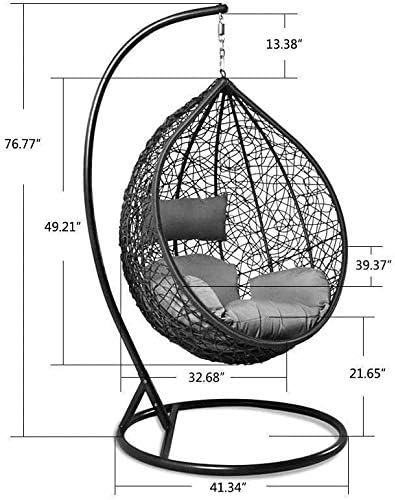 Luxury Hanging Hammock Porch Rattan Wicker Swing Chair with Free Cover Outdoo...