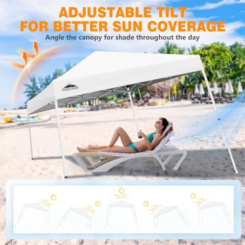 EAGLE PEAK 10x10 Slant Leg Pop Up Canopy Tent, White