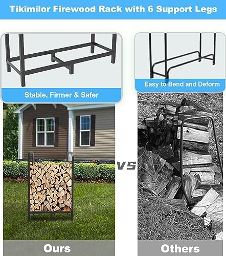 2.8ft Firewood Rack Holder, Adjustable Heavy Duty Fire Log Stacker Stand for ...