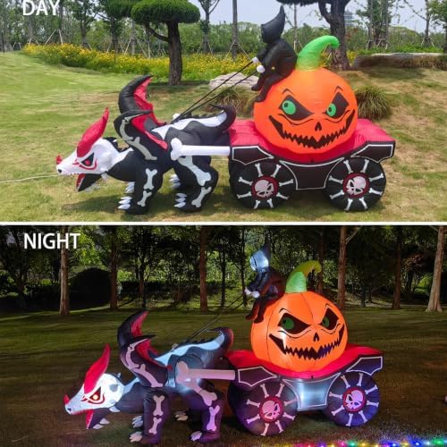 9FT Halloween Inflatable Carriage, Grim Reaper & Skeleton Dragon